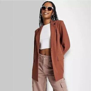 NWT Wild Fable Brown Single Button Blazer Size Large